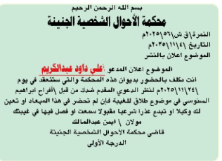 محكمة الأحوال الشخصية الجنينة